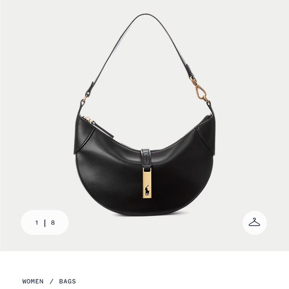 Polo by Ralph Lauren Black Shoulder Bag with Gold Detail - Picture 2 of 2